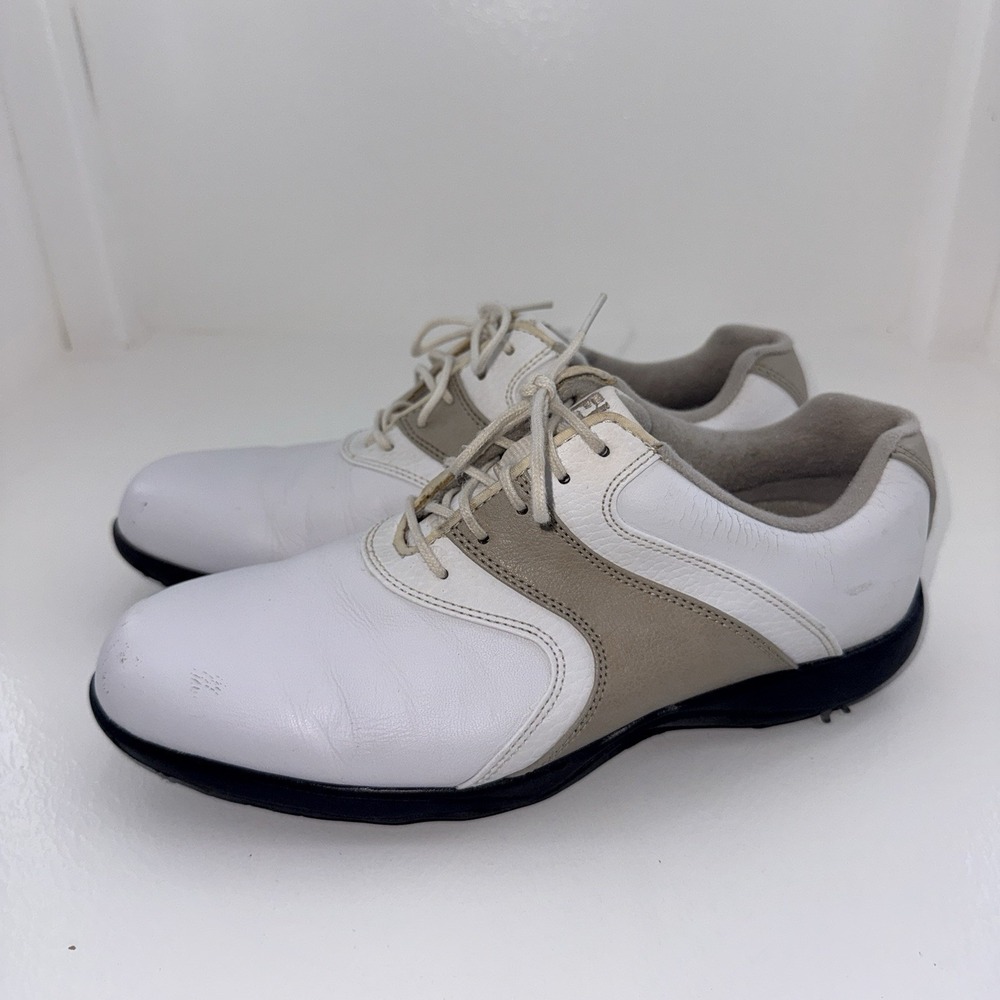 FootJoy SuperLites 98803 Womens 8.5 N Narrow White Tan Leather Golf Shoes FJ